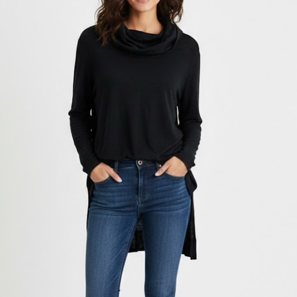 J. Jill Black Long Sleeve Pima Cowl Neck Tunic SP